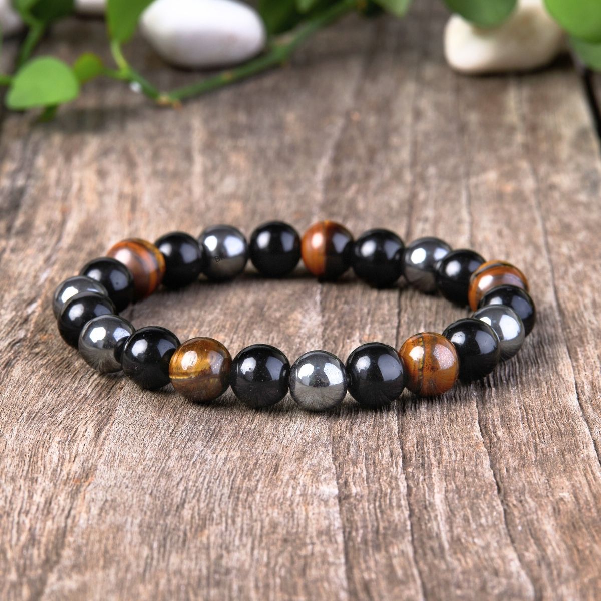 Triple Protection Bracelet - Tiger's Eye, Obsidian, Hematite