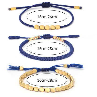 Blue Copper Beads Bracelet Set