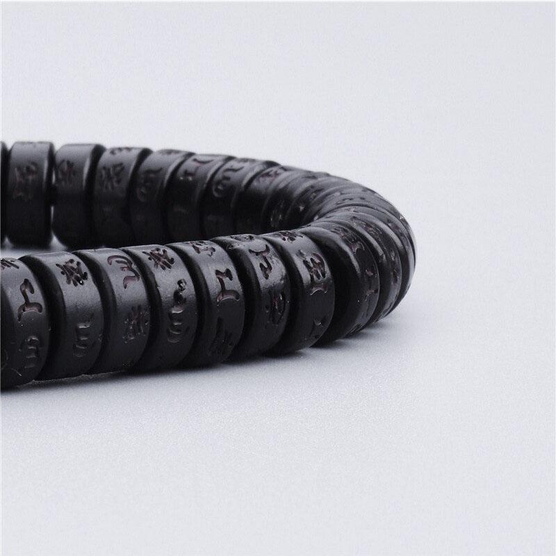 Coconut Shell Beads Bracelet with Engraved Mantra