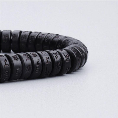 Coconut Shell Beads Bracelet with Engraved Mantra