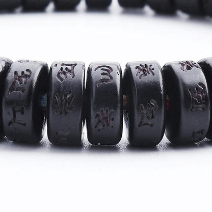 Coconut Shell Beads Bracelet with Engraved Mantra