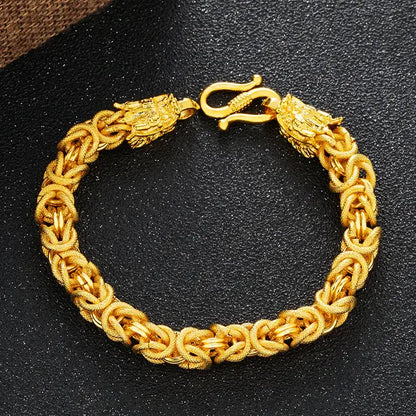 Double-Headed Golden Dragon Luck Bracelet