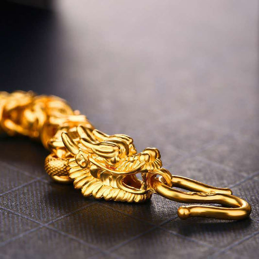 Double-Headed Golden Dragon Luck Bracelet