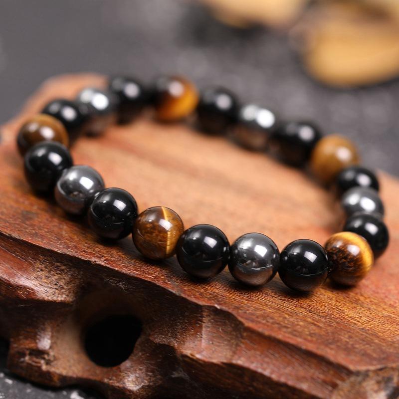 Triple Protection Bracelet - Tiger's Eye, Obsidian, Hematite