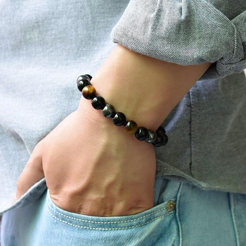 Triple Protection Bracelet - Tiger's Eye, Obsidian, Hematite