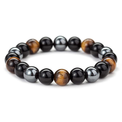 Triple Protection Bracelet - Tiger's Eye, Obsidian, Hematite
