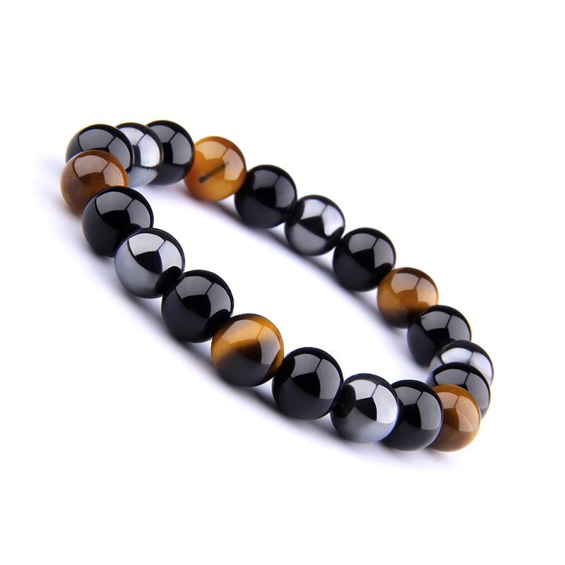 Triple Protection Bracelet - Tiger's Eye, Obsidian, Hematite