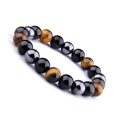 Triple Protection Bracelet - Tiger's Eye, Obsidian, Hematite