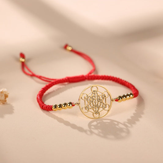 Metatron's Cube Red String Bracelet