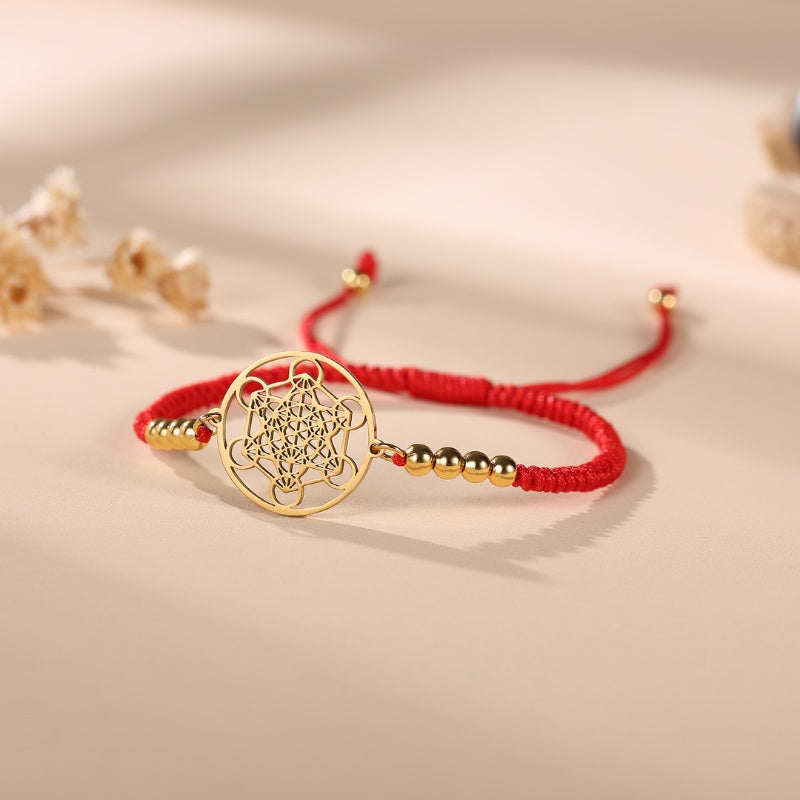 Metatron's Cube Red String Bracelet