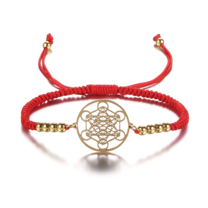Metatron's Cube Red String Bracelet