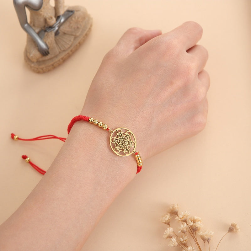 Metatron's Cube Red String Bracelet