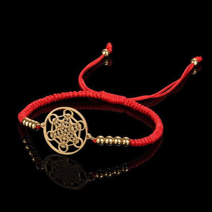 Metatron's Cube Red String Bracelet