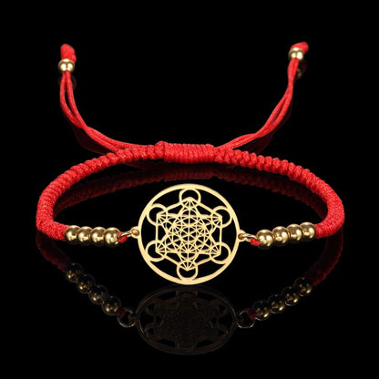 Metatron's Cube Red String Bracelet
