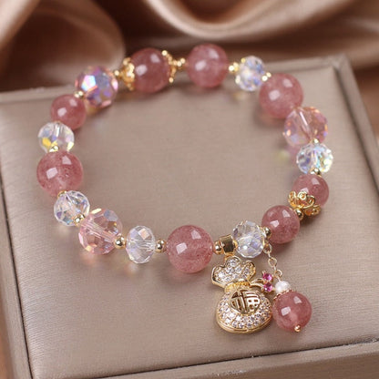 Strawberry Quartz Heart Bracelet