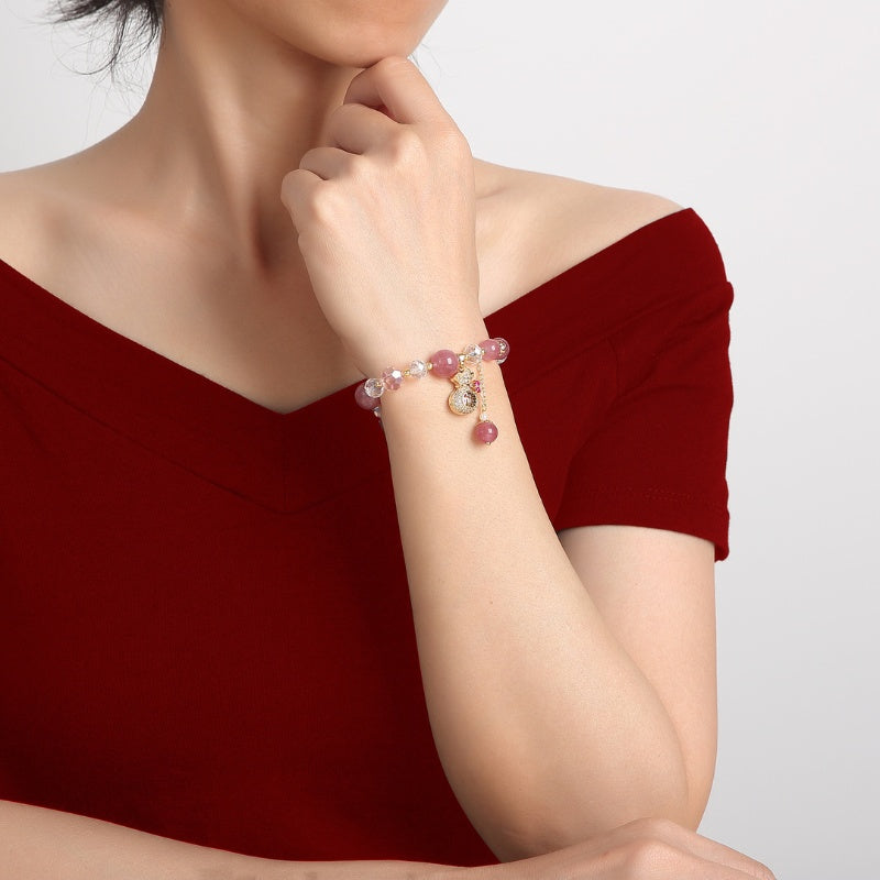 Strawberry Quartz Heart Bracelet