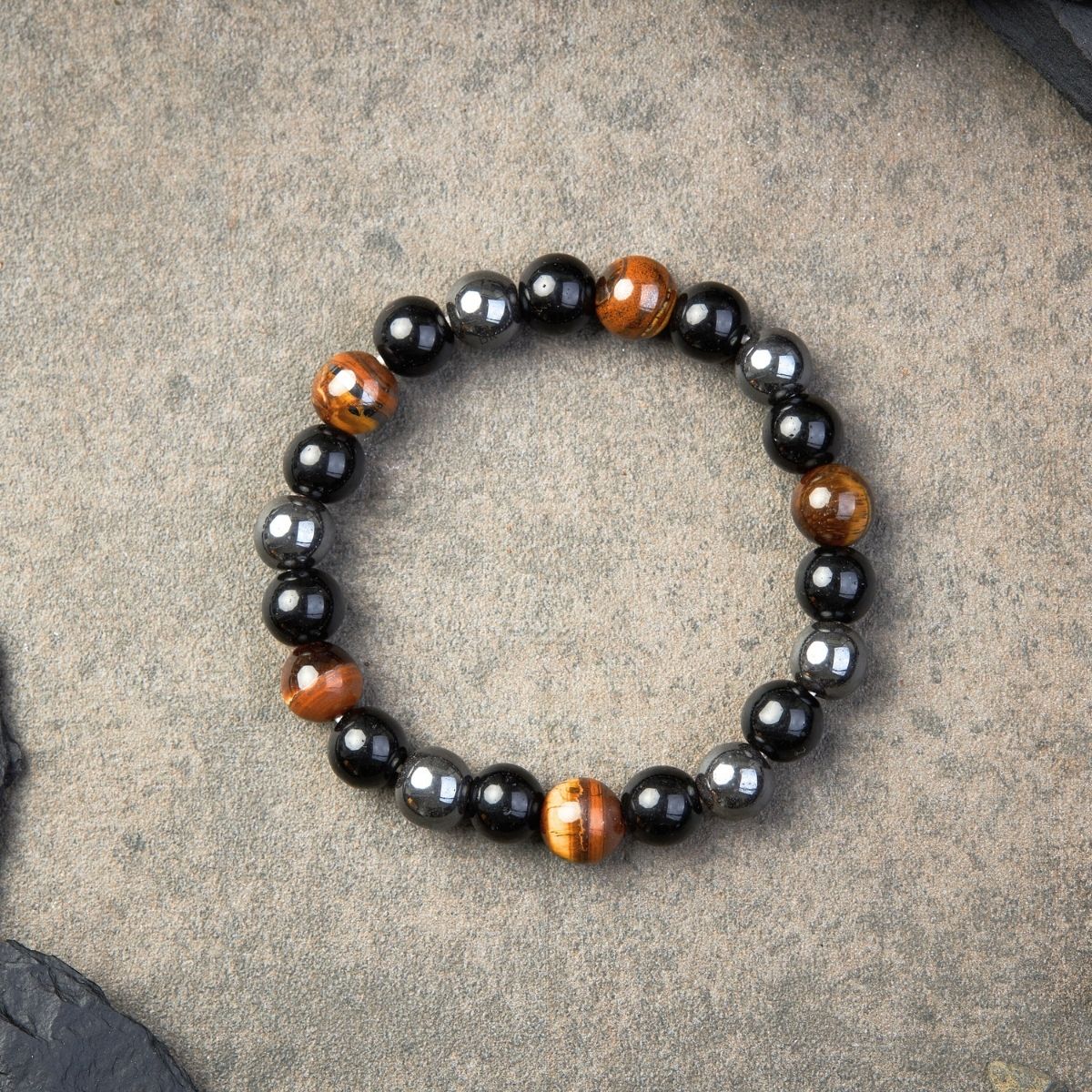 Triple Protection Bracelet - Tiger's Eye, Obsidian, Hematite