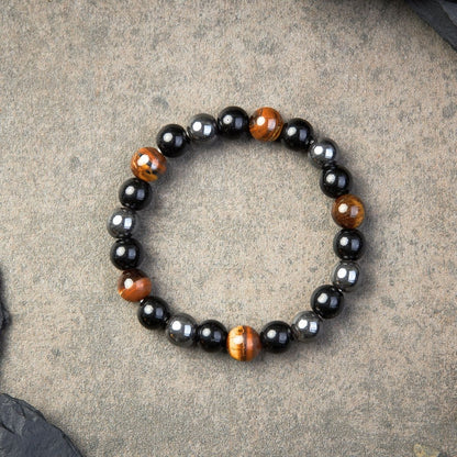 Triple Protection Bracelet - Tiger's Eye, Obsidian, Hematite